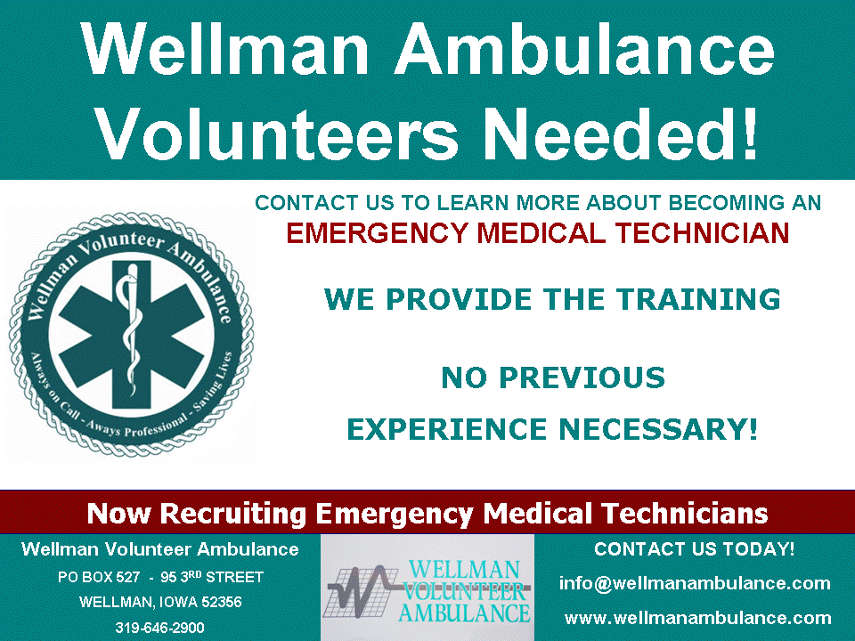 Wellman Ambulance EMT Recruitment Poster